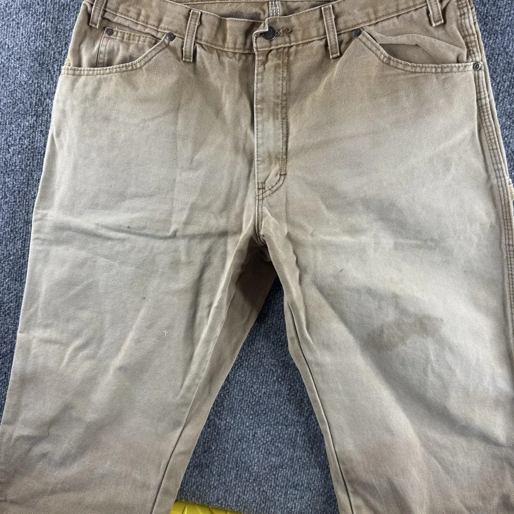 Dickies Pants Mens 36x29 Beige Canvas Carpenter Workwear Utility Faded 90s Y2K